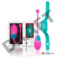 Розовое виброяйцо с зеленым пультом-часами Wearwatch Egg Wireless Watchme