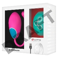 Розовое виброяйцо с зеленым пультом-часами Wearwatch Egg Wireless Watchme