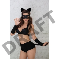 Костюм SoftLine Collection Catwoman (бюстгальтер,шортики,головной убор,маска,перчатки), черный, M
