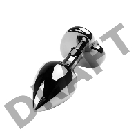 Анальная втулка Штучки-Дрючки, металл, серебряная, с фиолетовым кристаллом, 8 см, Ø 3 см, 165 г