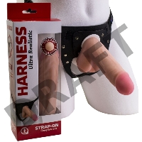 Страпон на креплении LoveToy с поясом Harness, реалистичный, neoskin, телесный, 16 см
