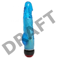 Голубой вибратор-реалистик с мошонкой и подсветкой - 21,5 см.
