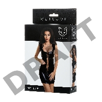 Платье Glossy из материала Wetlook с заклепками, черный, S