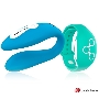 Голубой вибратор для пар с зеленым пультом-часами Weatwatch Dual Pleasure Vibe