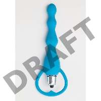 Голубой силиконовый анальный вибростимулятор с ограничителем - 17,5 см.