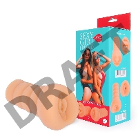 Мастурбатор-вагина телесного цвета с бороздками на внешней части 