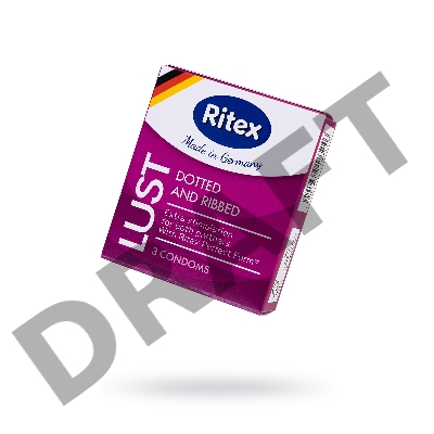 Презервативы Ritex LUST №3, рифленые с пупырышками, латекс, 19 см