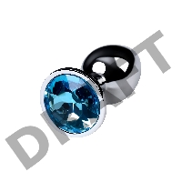 Анальная втулка Metal by TOYFA, металл, серебряная, с голубым кристаллом, 7 см, Ø 2,8 см, 50 г