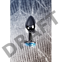 Анальная втулка Metal by TOYFA, металл, серебряная, с голубым кристаллом, 7 см, Ø 2,8 см, 50 г