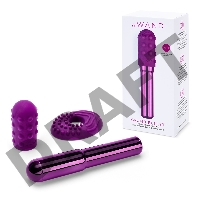Фиолетовый жезловый вибратор Le Wand Grand Bullet с двумя нежными насадками