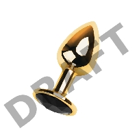 Анальная втулка Metal by TOYFA, металл, золотая, с чёрным кристаллом, 7 см, Ø 2,8 см, 50 г