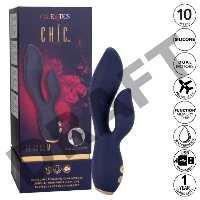 Синий вибромассажер-кролик Chic Blossom - 15,75 см.