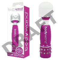 Фиолетово-белый жезловый мини-вибратор с кристаллами Mini Massager Neon Edition