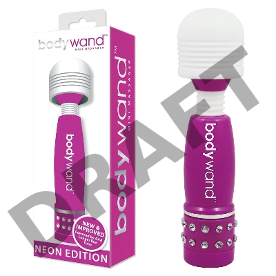 Фиолетово-белый жезловый мини-вибратор с кристаллами Mini Massager Neon Edition