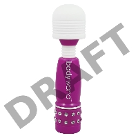 Фиолетово-белый жезловый мини-вибратор с кристаллами Mini Massager Neon Edition