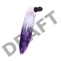 Анальная втулка с бело-фиолетовым хвостом POPO Pleasure by TOYFA, M, силикон, черная, 45 см, Ø 3,3 с