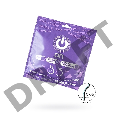 Презервативы On, super thin, ультратонкие, 18,5 см, 5,4 см, 15 шт.