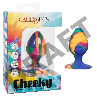 Яркая анальная пробка Cheeky Medium Swirl Tie-Dye Plug - 7,5 см.