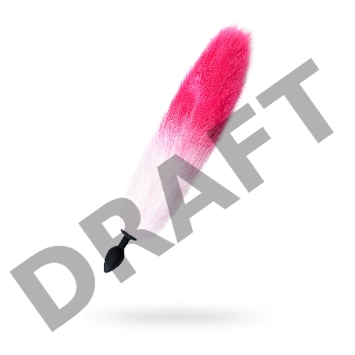 Анальная втулка с бело-розовым хвостом POPO Pleasure by TOYFA, S, силикон, черная, 45 см, Ø 2,7 см