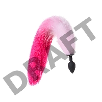 Анальная втулка с бело-розовым хвостом POPO Pleasure by TOYFA, S, силикон, черная, 45 см, Ø 2,7 см