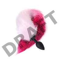 Анальная втулка с бело-розовым хвостом POPO Pleasure by TOYFA, S, силикон, черная, 45 см, Ø 2,7 см