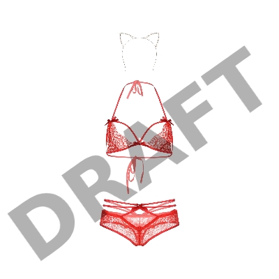 Комплект Candy Girl (бюстгальтер, трусики, металлические ушки), красный, OS