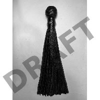 Черная генитальная кожаная плеть - 30 см.