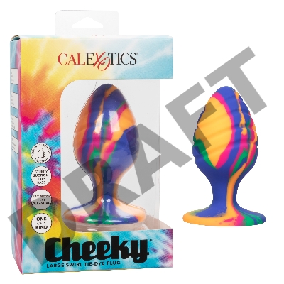 Яркая анальная пробка Cheeky Large Swirl Tie-Dye Plug - 9 см.