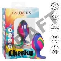 Яркая анальная пробка Cheeky Medium Tie-Dye Plug - 7,5 см.