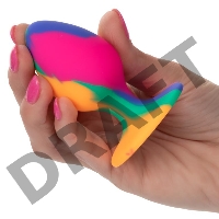 Яркая анальная пробка Cheeky Medium Tie-Dye Plug - 7,5 см.