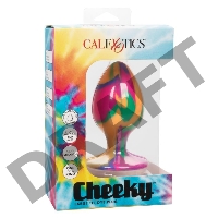 Яркая анальная пробка Cheeky Large Tie-Dye Plug - 9 см.