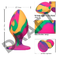 Яркая анальная пробка Cheeky Large Tie-Dye Plug - 9 см.