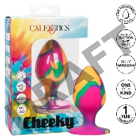 Яркая анальная пробка Cheeky Large Tie-Dye Plug - 9 см.