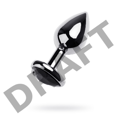 Анальная втулка Metal by TOYFA, металл, серебряная, с чёрным кристаллом, 7 см, Ø 2,7 см, 50 г