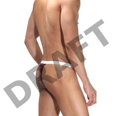 Трусы мужские тонги в красную клетку на белом поясе