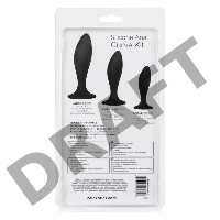 Набор из трех черных анальных пробок Silicone Anal Curve Kit