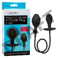 Черная расширяющаяся анальная пробка Weighted Silicone Inflatable Plug Large - 8,25 см.