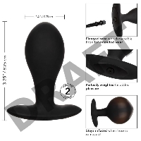 Черная расширяющаяся анальная пробка Weighted Silicone Inflatable Plug Large - 8,25 см.