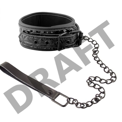Чёрный кожаный ошейник с поводком Collar With Leash 
