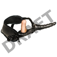 Страпон LoveToy с поясом Harness, с 2 насадками, neoskin, черный, 17,5 см