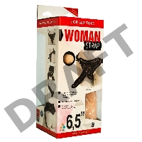 Страпон LoveToy с поясом Harness, с 2 насадками, neoskin, черный, 17,5 см
