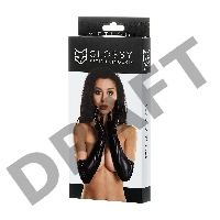 Перчатки Glossy из материала Wetlook выше локтя, черный, L