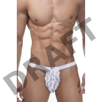 Трусы мужские стринги белые кружевные S/M