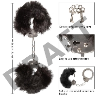 Металлические наручники с искусственным мехом ULTRA FLUFFY FURRY CUFFS-BLACK