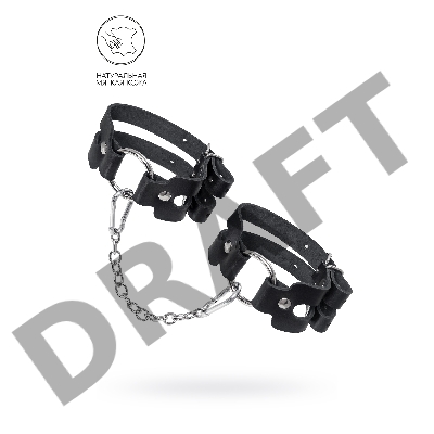 Оковы Pecado BDSM, из двух ремешков, натуральная кожа, чёрные