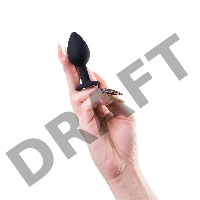 Анальная втулка POPO Pleasure by TOYFA со стразом S, силикон, черная, 7,2 см, Ø 2,8 см, 25 г