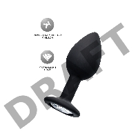 Анальная втулка POPO Pleasure by TOYFA со стразом S, силикон, черная, 7,2 см, Ø 2,8 см, 25 г