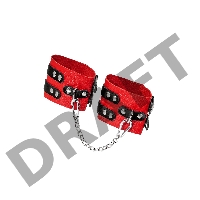 Оковы Pecado BDSM, мягкие, с двумя ремешками с люверсами, натуральная кожа, красно-чёрные