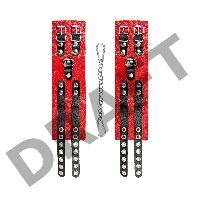 Оковы Pecado BDSM, мягкие, с двумя ремешками с люверсами, натуральная кожа, красно-чёрные