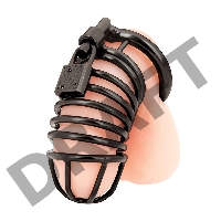 Металлическая черная клетка с замком для сексуальных пыток члена Deluxe Chastity Cage